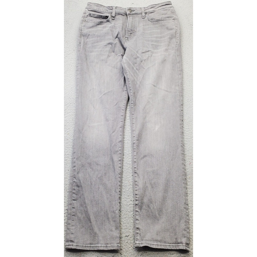 Express Jeans Mens 33x32 Gray Denim Hyper Stretch Slim Straight Leg Whiskered